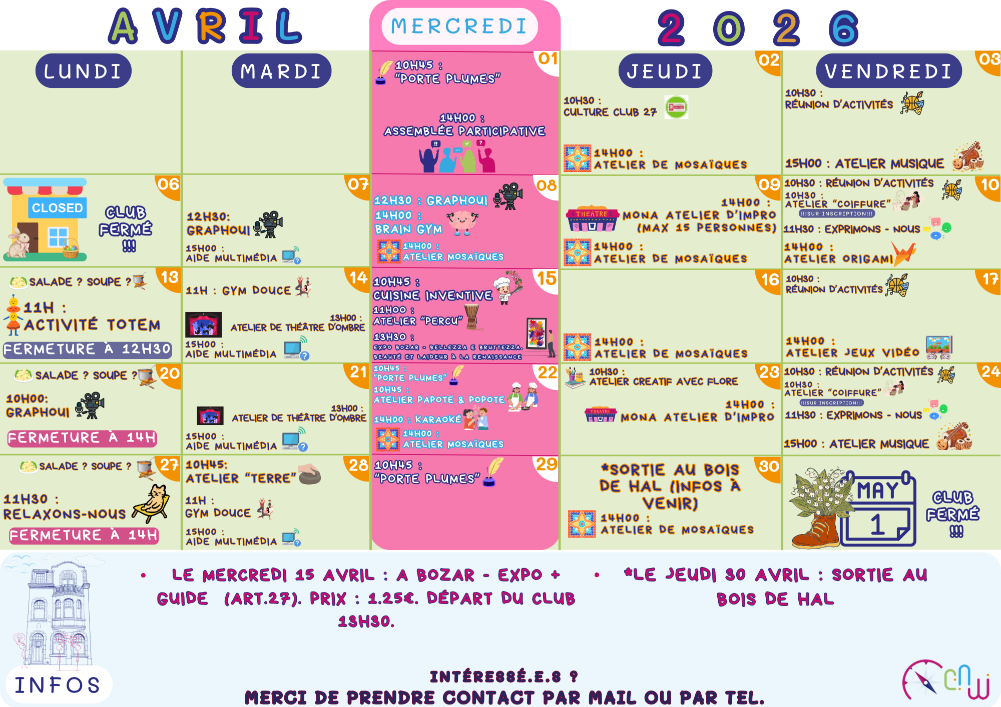 Calendrier Mars 2026